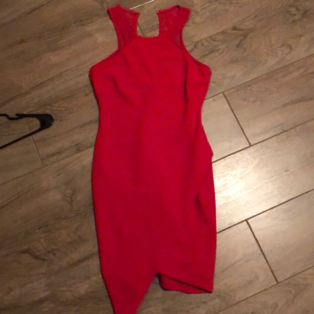 Red body-con dress